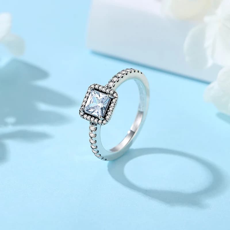 Anelli in argento sterling 925 per donna, corona originale, cuore, wishbone, fidanzamento, matrimonio, anello in cristallo oro rosa, gioielli di lusso