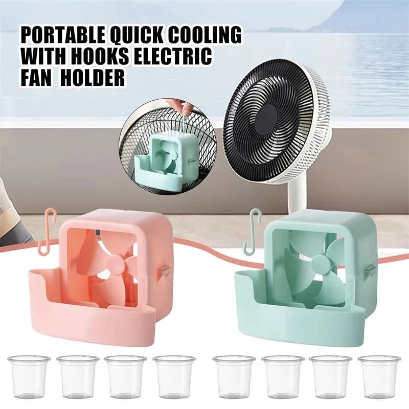 Contenitore refrigerante portatile per ventole elettriche con gancio, per raffreddamento rapido, per uso domestico, porta ghiaccio per ventole elettriche