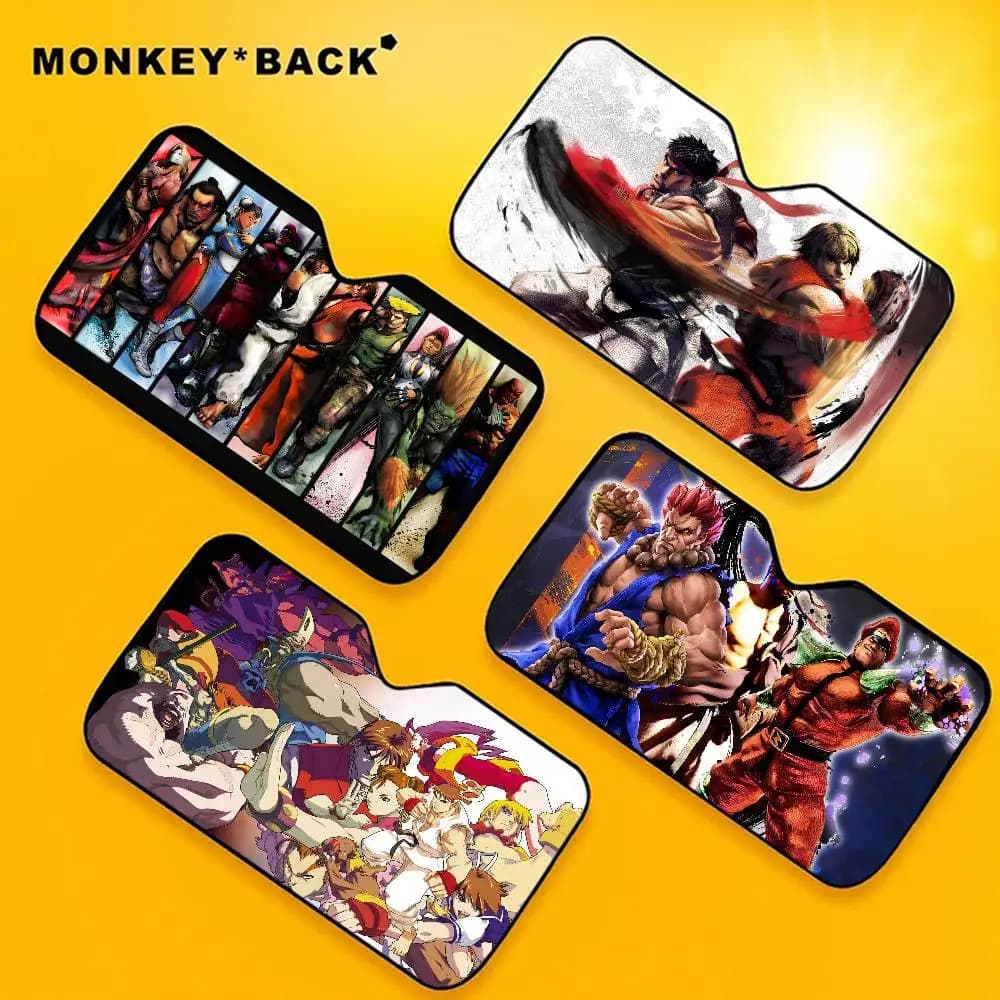 Retro Game Gamer Street Fighter Car Parasole Ombra Protezione solare Parabrezza Visiera Pieghevole Baby Car Protezione UV retrattile