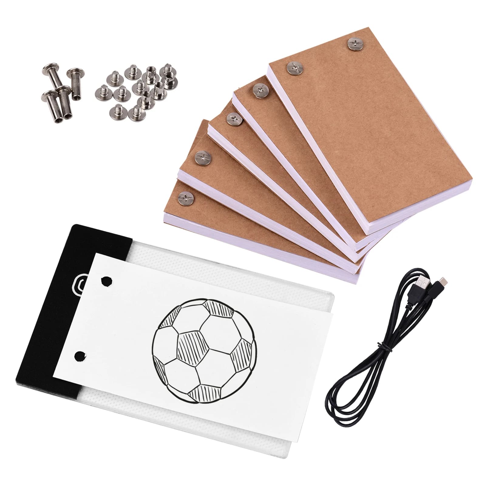 Kit libro a fogli mobili con blocco luminoso Tablet con scatola luminosa a LED 300 fogli Libro di fogli di carta da disegno per disegnare, tracciare, schizzi di animazione