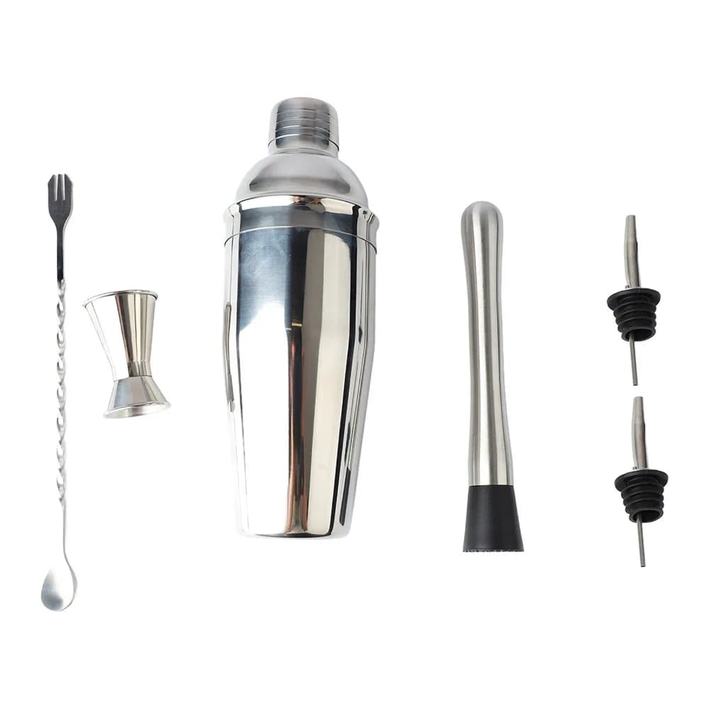 6 piece Premium Stainless Steel Cocktail Shaker Set 750ml Bartender Kit Drink Mixing Kit Bartender