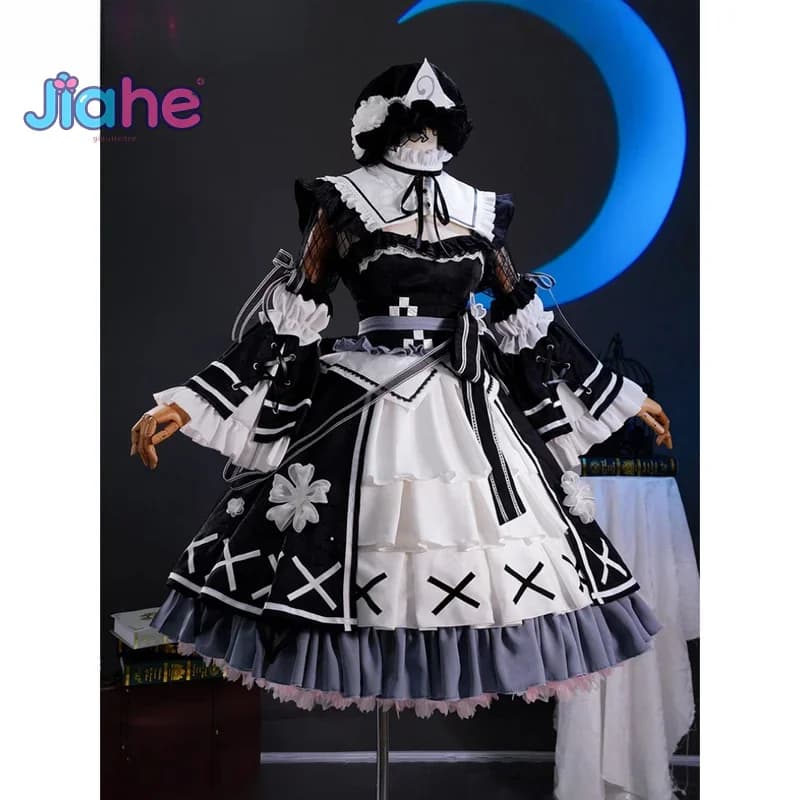 Costume Cosplay Saigyouji Yuyuko, Anime Touhou Project, Vestito Lolita Dolce per Halloween e Natale, Cappello e Accessori, Nuova Uniforme da Cameriera