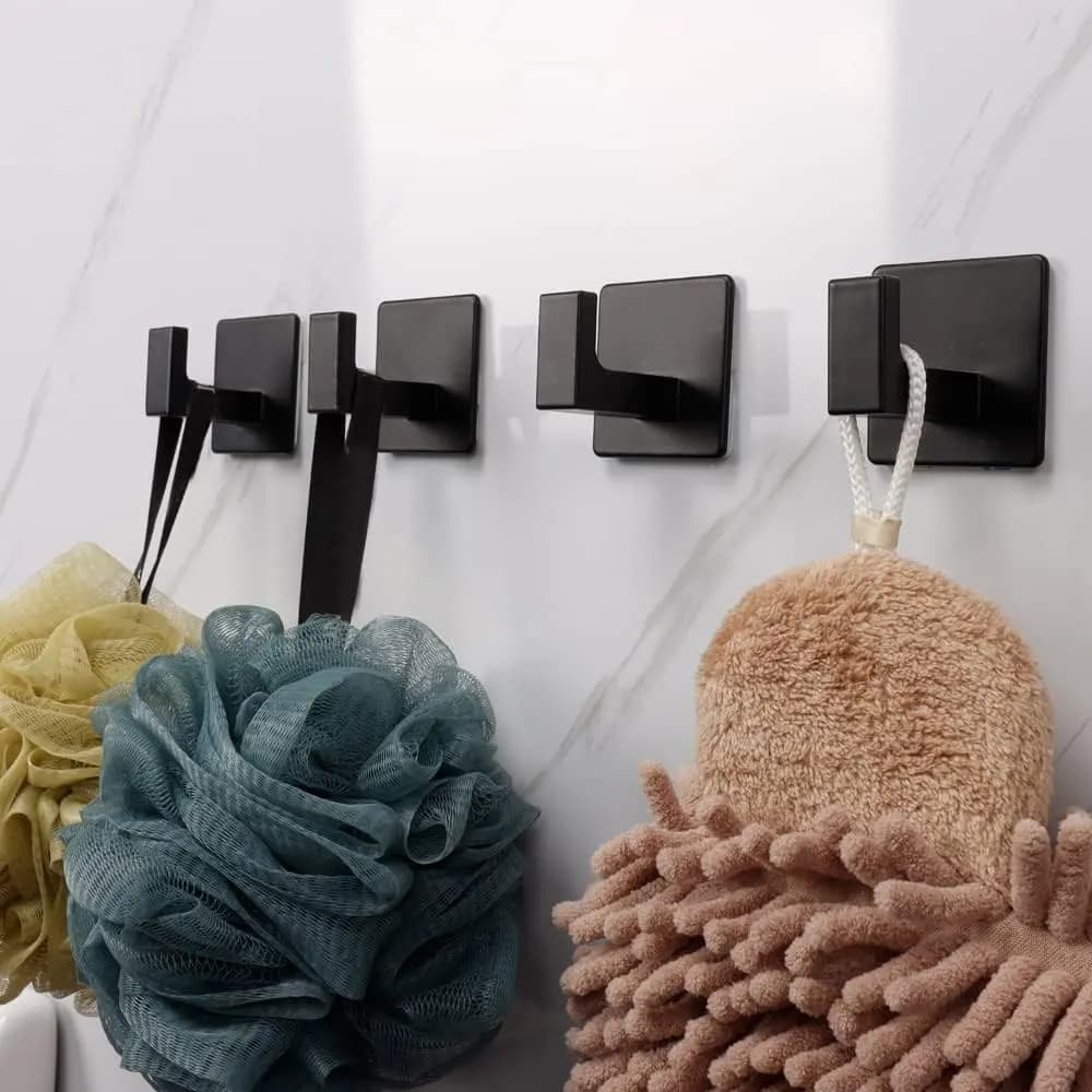 1Pc Adesivo Forte Gancio Da Parete Adesivo Appeso Appendiabiti Appendiabiti Doccia Accappatoio Gancio Cucina Bagno Nero Asciugamano Ganci