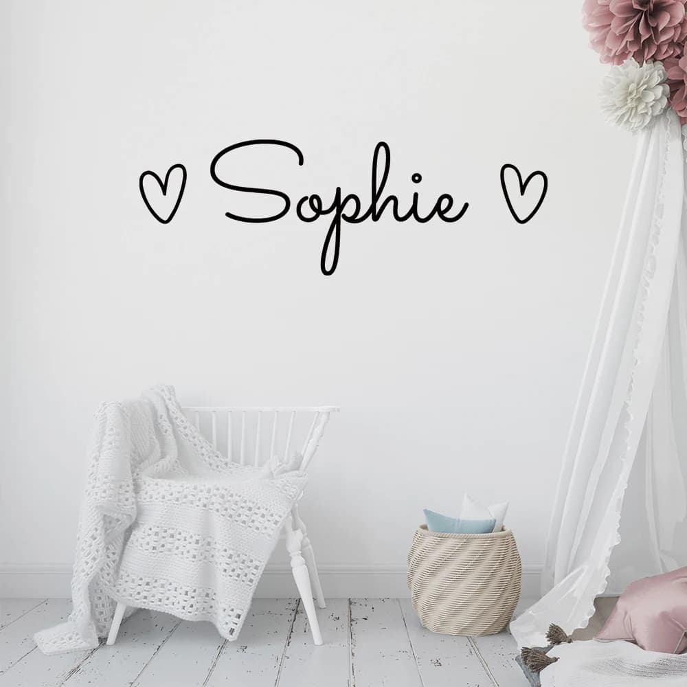 1pc romantic customize name customized love wall decals maternal school decals vinyl decals for murals bedroom wall decoration