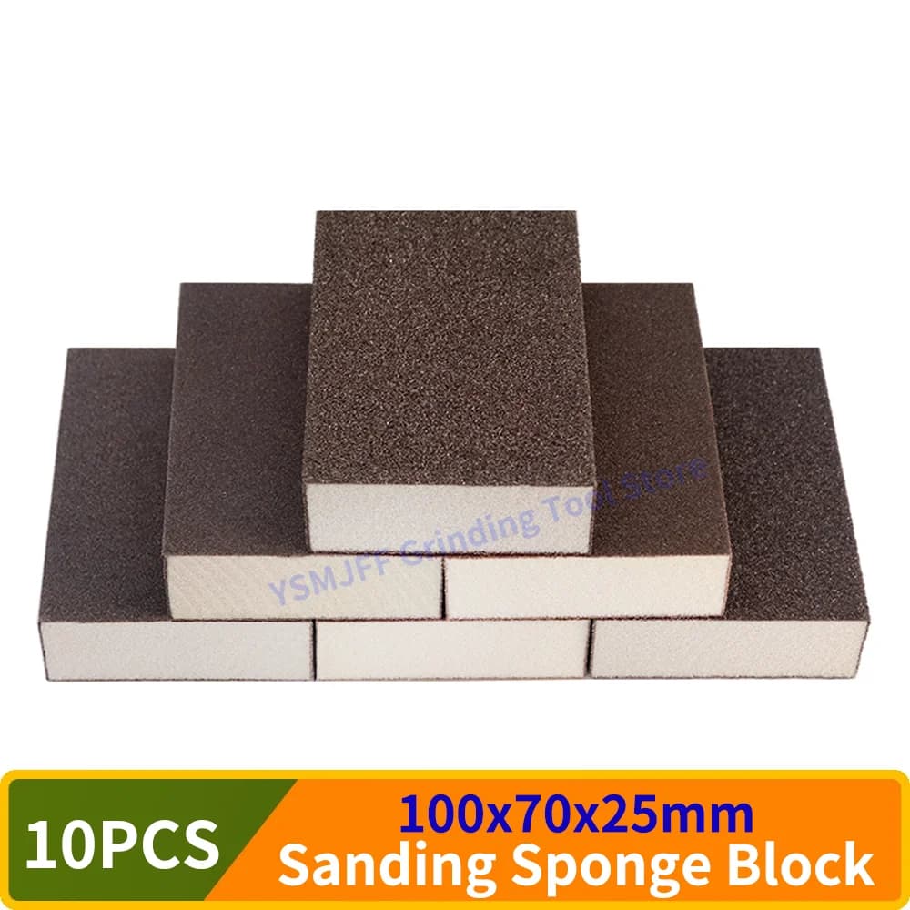 Blocco di spugna abrasiva 10CS, blocco di levigatura lavabile e riutilizzabile Tampone di schiuma abrasiva grosso medio fine per la molatura manuale di legno e metallo