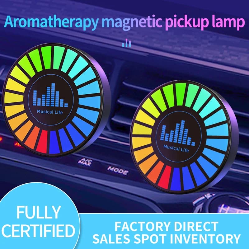RGB magnetic pickup light with aroma diffuser Musical light with type C sound control for car/desktop