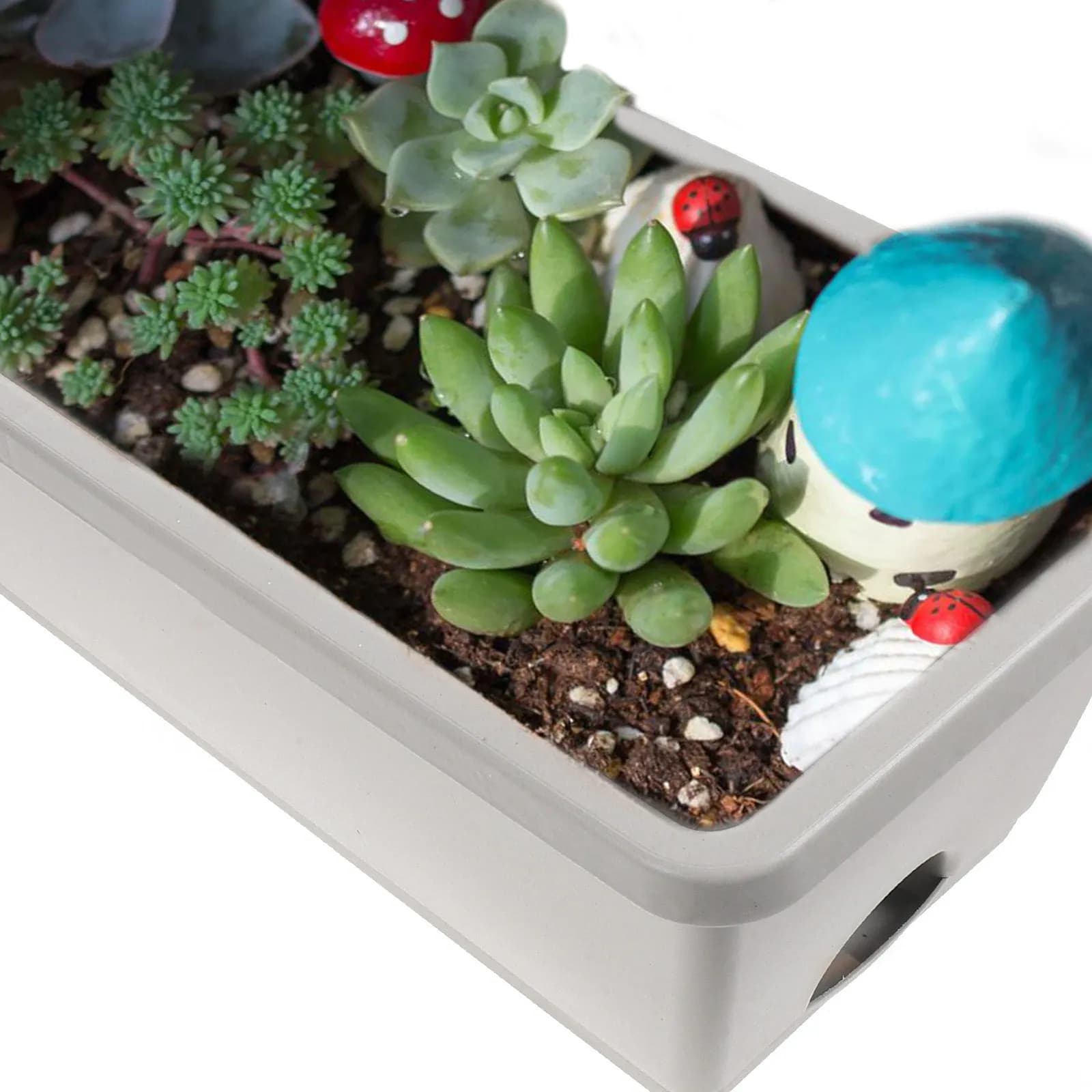 Set di 4 Vasi Rettangolari Premium per Coltivazione di Verdure con Vassoio di Drenaggio per Giardinaggio Interno ed Esterno, Fioriera da Davanzale