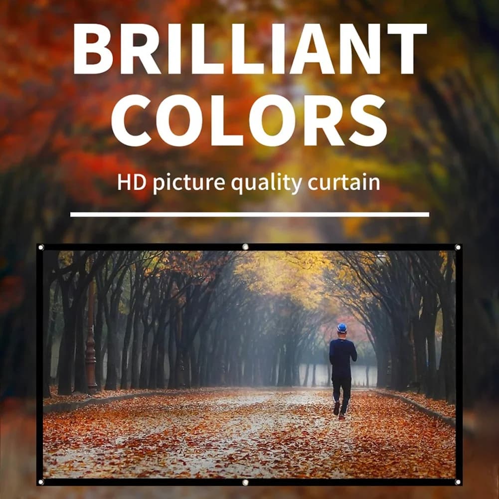 16:9 Simple Projector Curtain 60/72/84/100/120/150 inch Anti Light Curtain HD Display Screen for Home Cinema Theater Projector