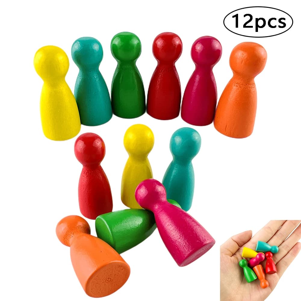 12 pezzi di gioco in legno Pawn/Scacchi da 29 mm per accessori per giochi da tavolo 6 colori