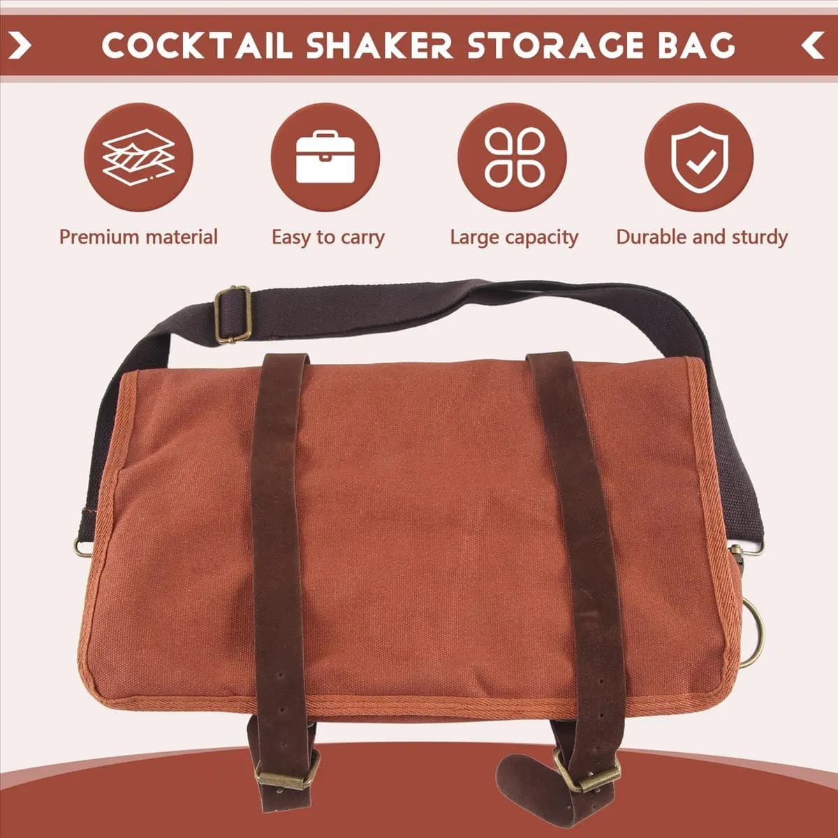 [CLOS] Borsa da trasporto per barista Barista creativo Kit di attrezzi in tela Confezione di attrezzi da bar Set di shaker per cocktail Solo borsa di stoccaggio