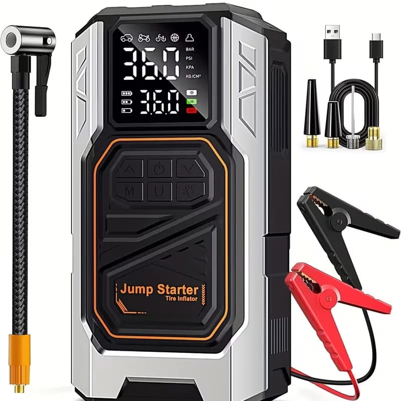 Emergency Avviator with Air Compressor, 7000A Picco, for Auto (All Gasoline/Diesel Motors up to 12.0L), Charger, LED Light
