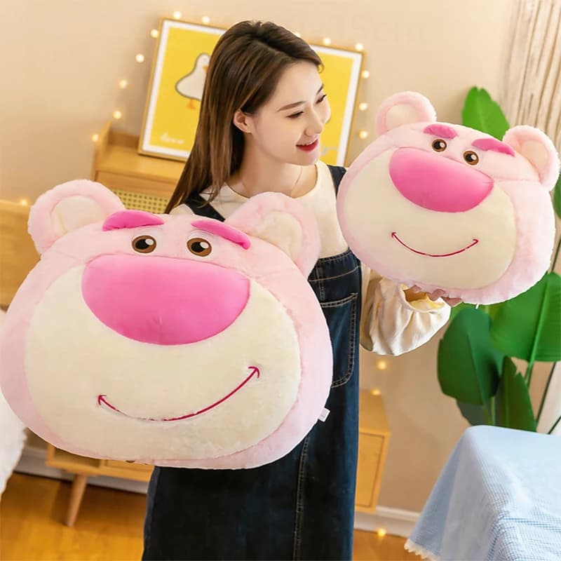 Disney Kawaii Pink Strawberry Bear Plush Lotso Stuffed Doll Soft Sleeping Pillow Toy Cute Kids Birthday Xmas Gift for Girls