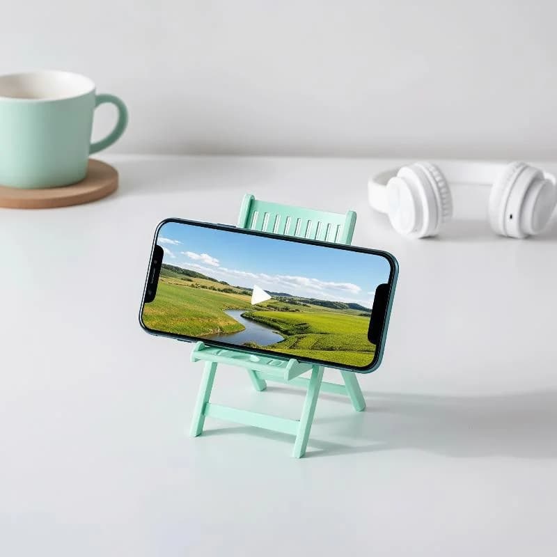Mini Beach Chair Shape Cell Phone Stand Foldable Universal Candy Color Mobile Phone Holder Multi Angle Cradle For Desk Tablet