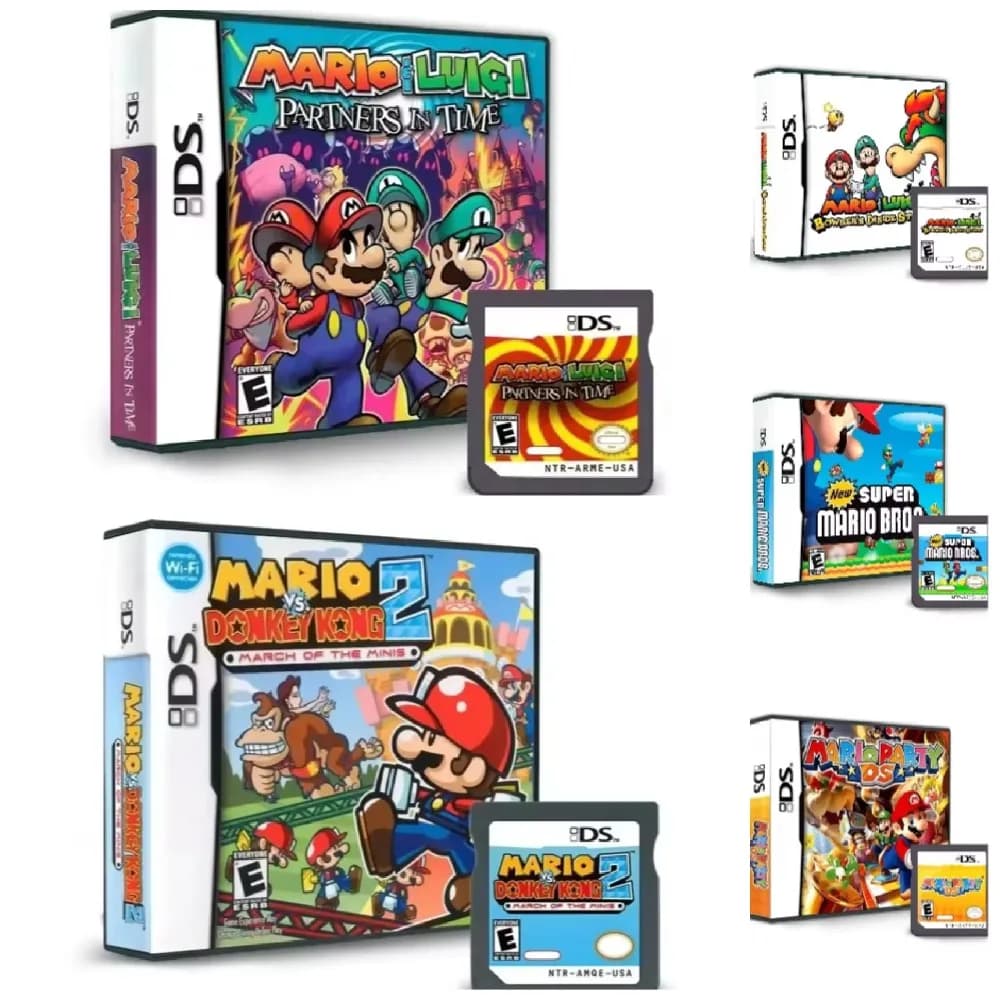 Cartuccia di gioco DS divertente e popolare - Scheda per videogiochi serie Mario Scheda di gioco compatibile con console portatile da collezione con scatola regalo per bambini