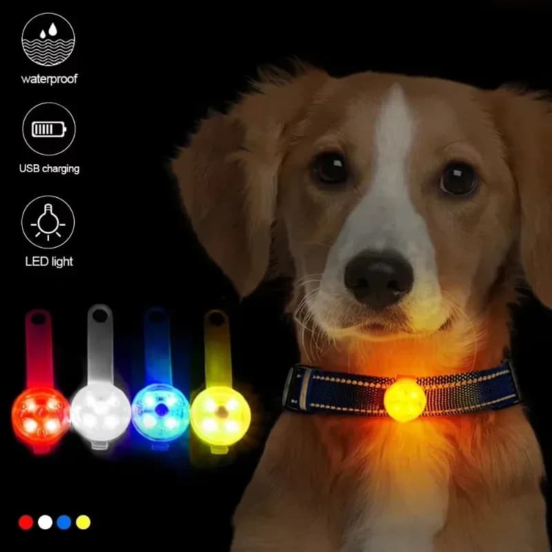 Ciondolo Luminoso LED Super Luminoso per Animali Domestici - Luce di Tracciamento Anti-Smarrimento Ricaricabile USB e Resistente alle Intemperie per Collari per Cani