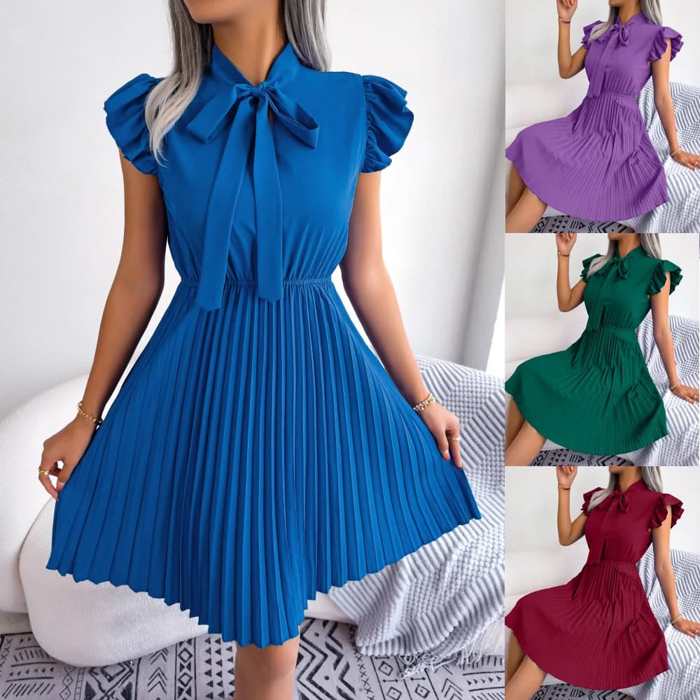 Chic Ins Wind 2026 Maxi Dress Women Sexy Slim Fits Vestidos Female Spring and Summer Lace-up Waist Pendulum Pleated Dress Y2K