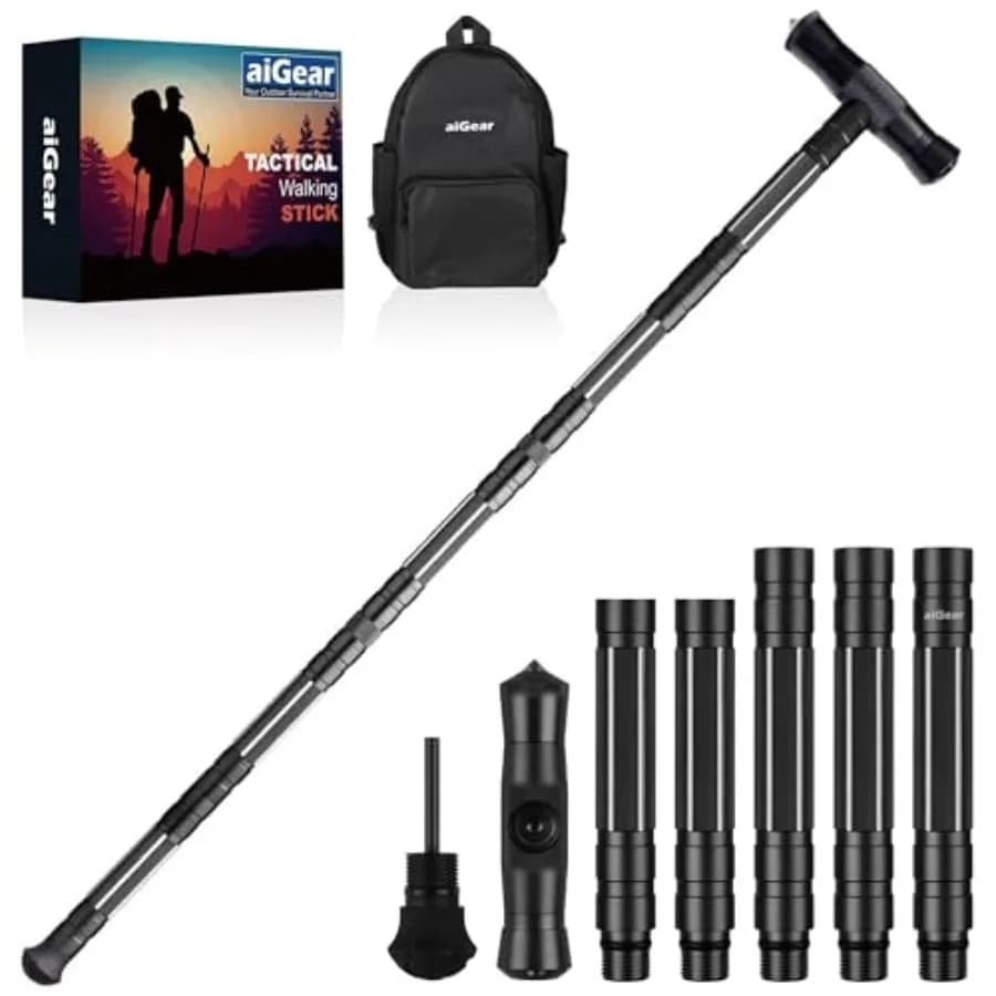 Bastone da Trekking Tattico G2 - Bastoni da Escursionismo Regolabili per Campeggio e Escursioni, 5-8 Tubi con Multiuso