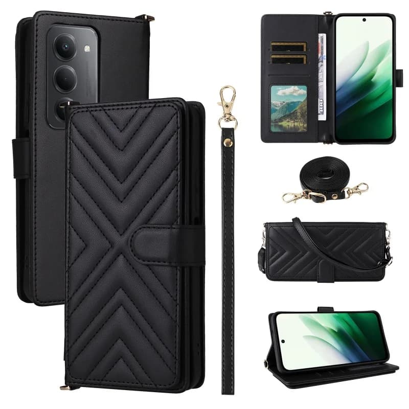 Per Redmi 15 5G Cordino a tracolla Portafoglio Porta carte Solt Custodia per Redmi 15 5G Porta carte RFID Borsa Custodia antiurto