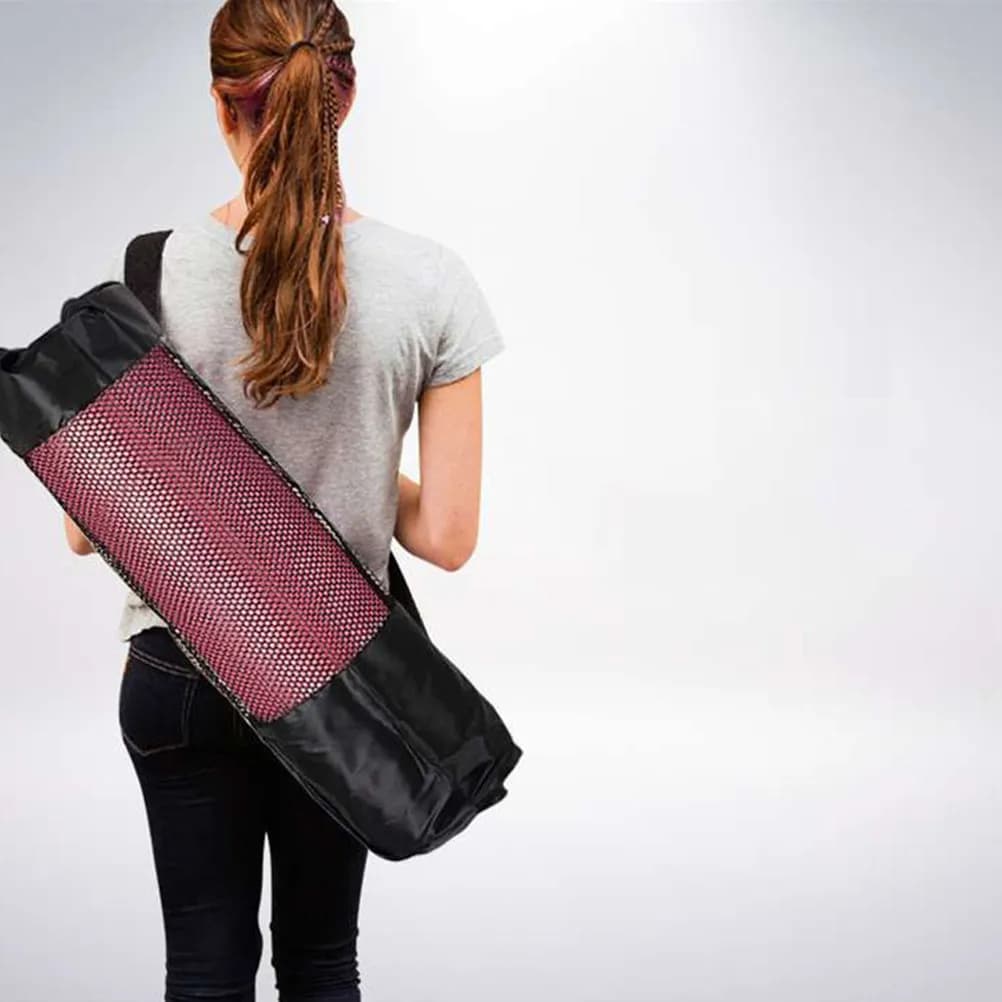 Set di 3 Borse a Rete per Tappetini Yoga, Traspiranti con Coulisse, Portatili per Sport all'Aperto, Comode e Eleganti per il Fitness