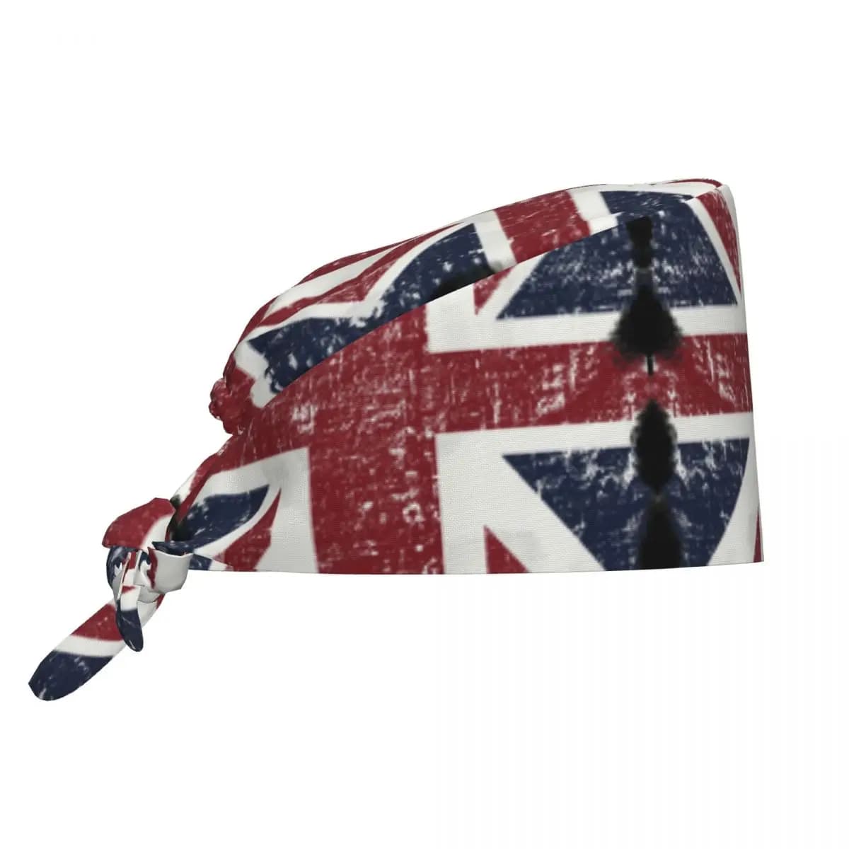 Berretto da lavoro personalizzato con bandiera britannica Cappelli chirurgici Donna Union Jack Regno Unito Regno Unito Berretto da sala operatoria Cappelli da operatore Cappello da lavoro da laboratorio
