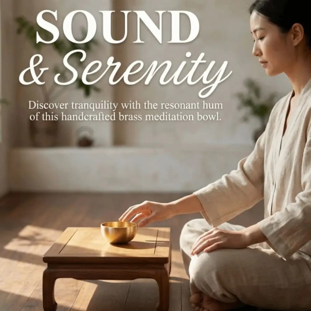 Handmade Brass Mini Singing Bowl Sanskrit Portable Meditation Sound Bowl Copper Striker Ball Buddha Instrument