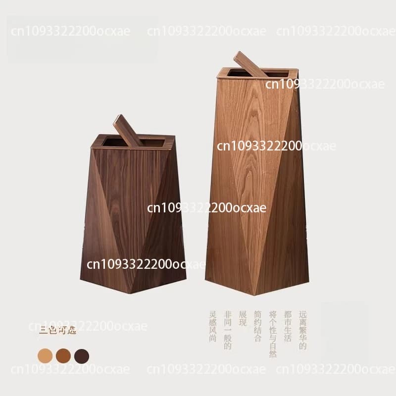 Cestino in Legno Stile Casa Semplice con Coperchio, Contenitore Creativo a Forma di Diamante per Carta