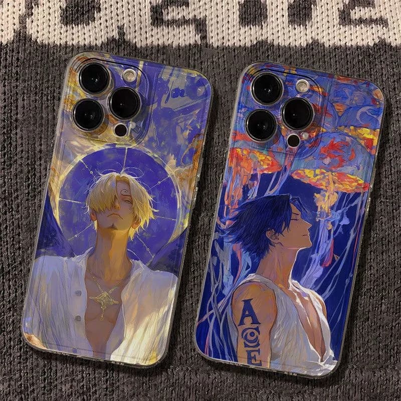 Japan Anime Cartoon One oil Painting Piece Ace Shanzhi Phone Case for iPhone 11 12 13 14 15 16 17 Pro Max Plus Shockproof Cover