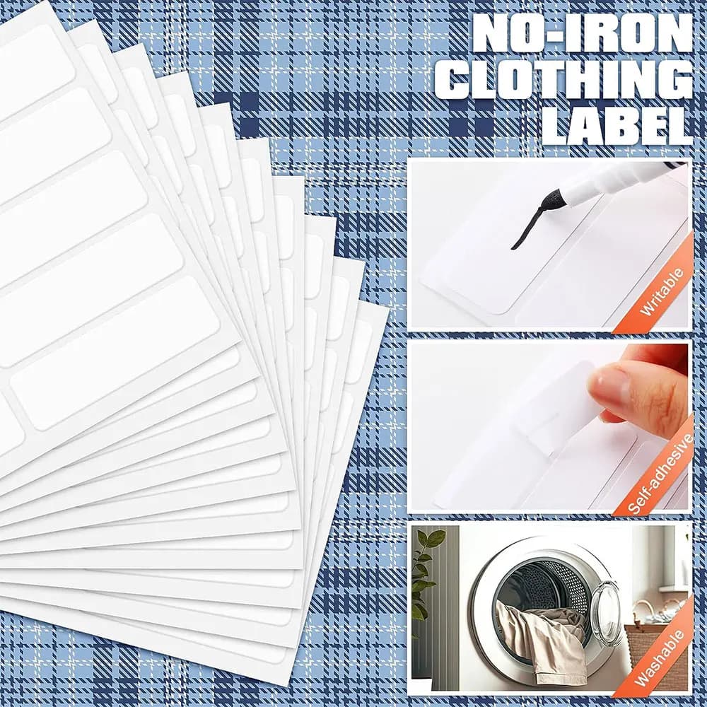 Labels for clothing without ironing Labels with self-adhesive name with permanent marker for nursery, washable and dryer fabrics