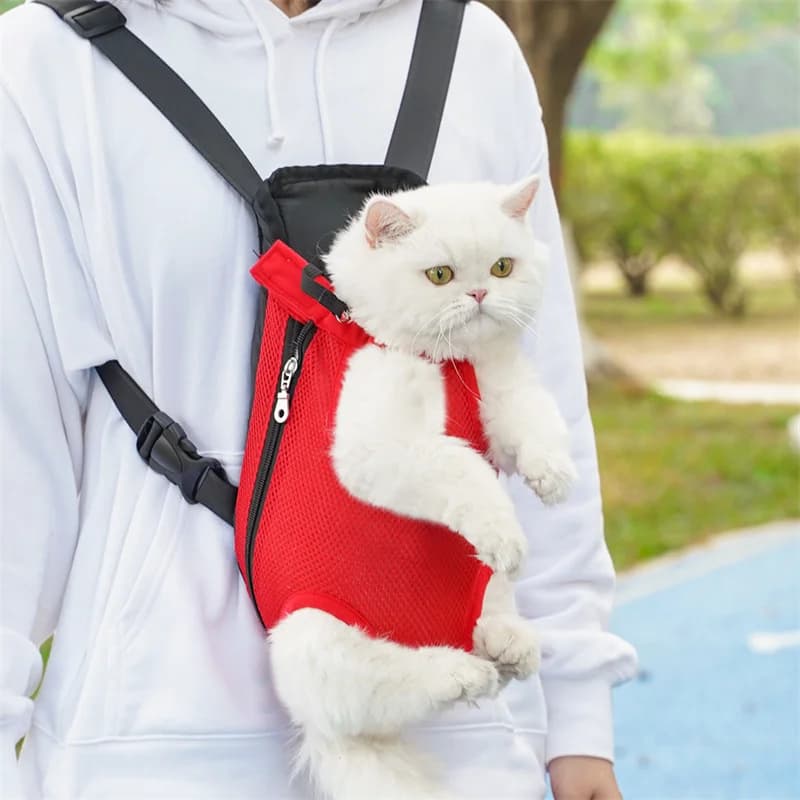 Double Shoulder Breathable Portable Travel Pet Dog Carrier Backpack Mesh Carrier Front Bag for Small Dog Cats Outdoor Supplies