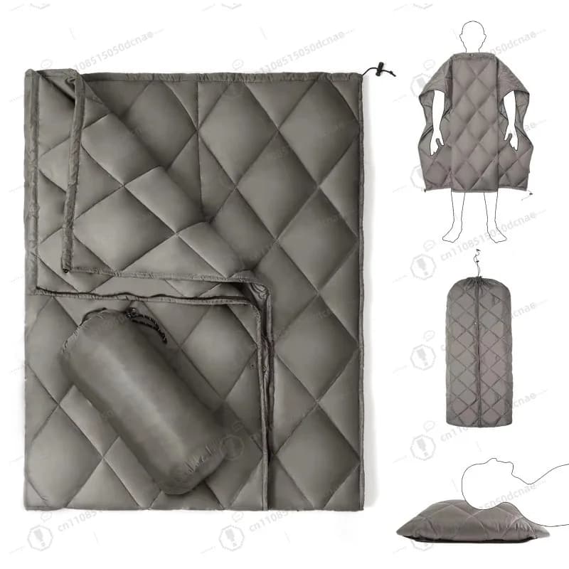 Outdoor Cover Spot Multifunctional Quilted Cover 4 in 1 Waterproof Portable Fur Bag Camping cover with wearable shawl