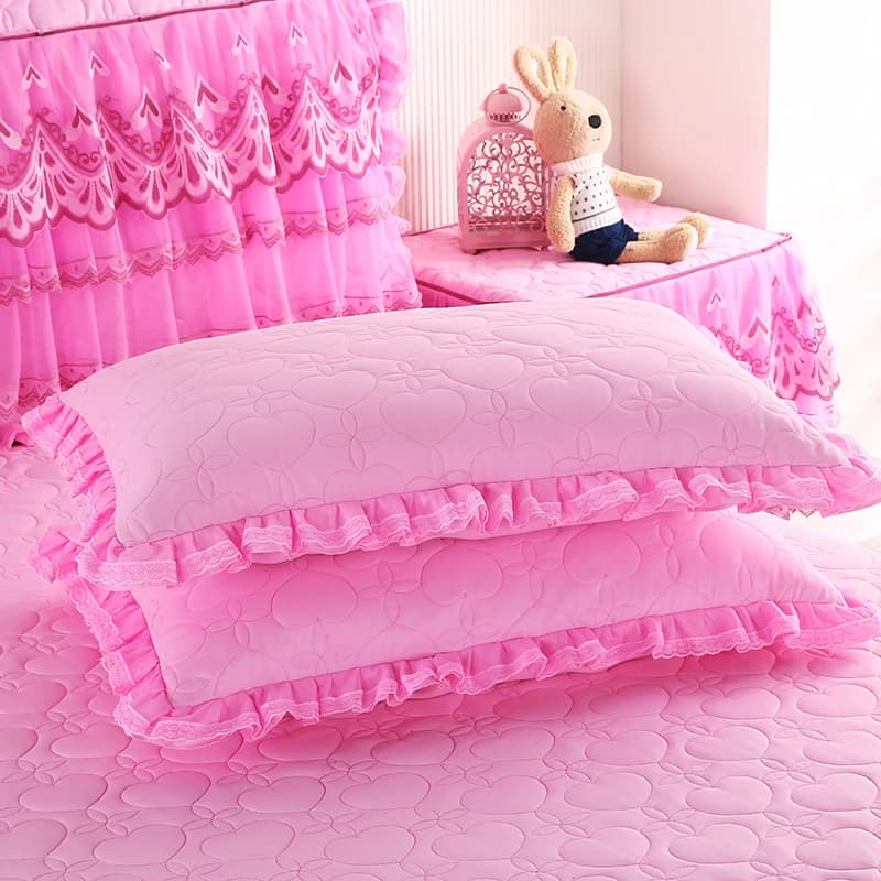 Fodera per cuscino singola in cotone spesso con pizzo, set di 2 copricuscini, accessori per la biancheria da letto