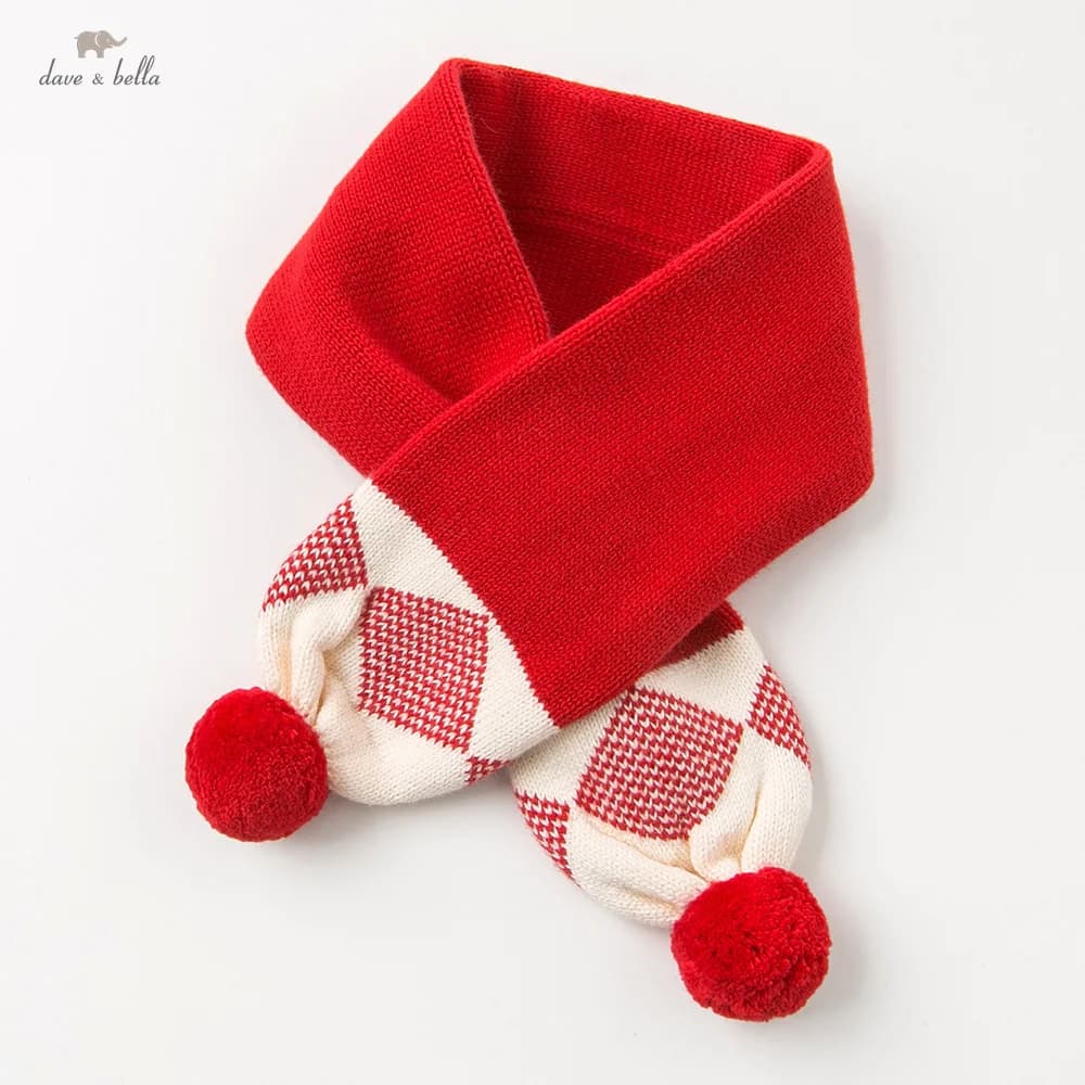 Dave Bella Ragazzi Ragazze Sciarpa Inverno Sciarpe di cotone per bambini Collo rosso Collare Scalda roba Bambini Elegante fazzoletto da collo DB4254996