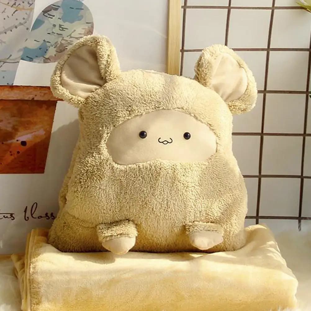 1 Pezzo Coperta-Piumino 2-in-1 con Cuscino, Design Cartone Animato, per Riposo in Ufficio e Aria Condizionata