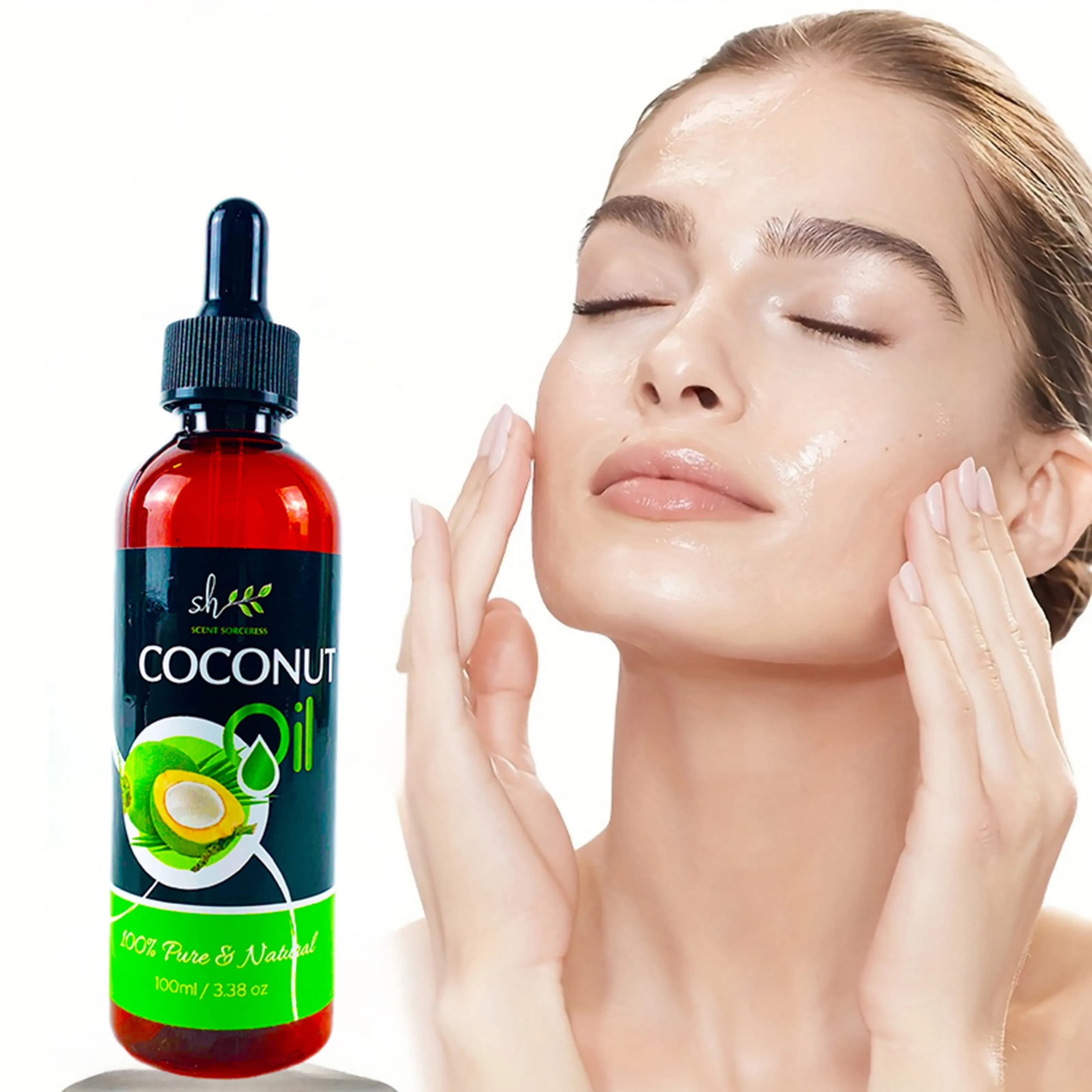 Olio da Massaggio al Cocco 100ml con Contagocce, Olio Essenziale per Spa, Nutriente e Illuminante per la Pelle, per Diffusore, Oli Aromatici per Relax