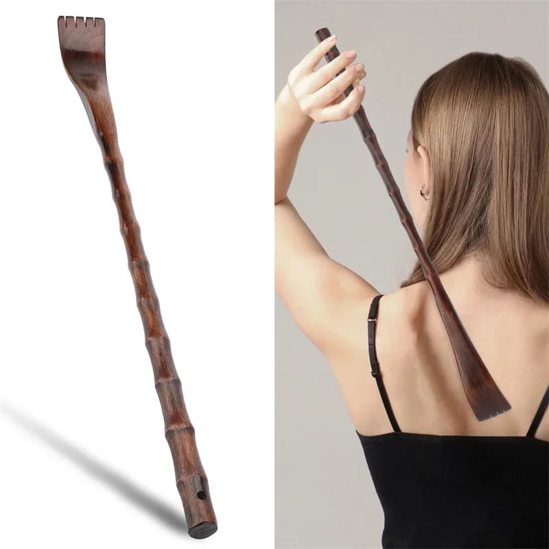 Wooden back scratcher with 19 inch handle, back scratching rake, wood body massage health products for home