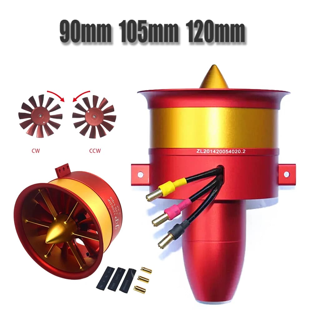Ventola canalizzata EDF JP in metallo 90mm 105mm 120mm 12 pale con motore 5060 4260 4250 per aereo RC 6S 12S 14S