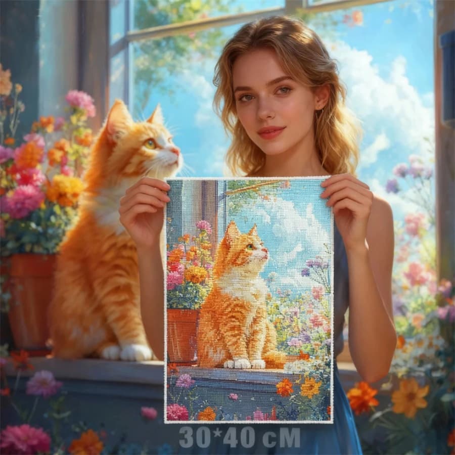 2026Nuovo stile Gatto Tessuto stampato Punto croce Ricamo Kit completo Mestiere Cucito Ricamo Pittura Promozioni Arredamento della stanza Contati