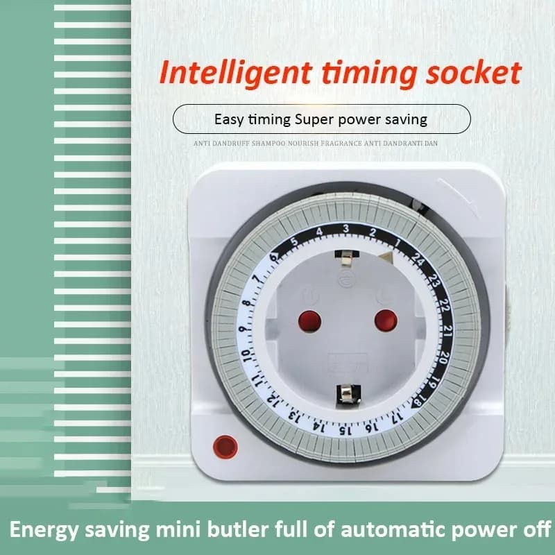 Timer Intelligente con Conto alla Rovescia per Presa EU, Spegnimento Automatico 24 Ore, Temporizzazione Meccanica a Ciclo Continuo per Prese Interne