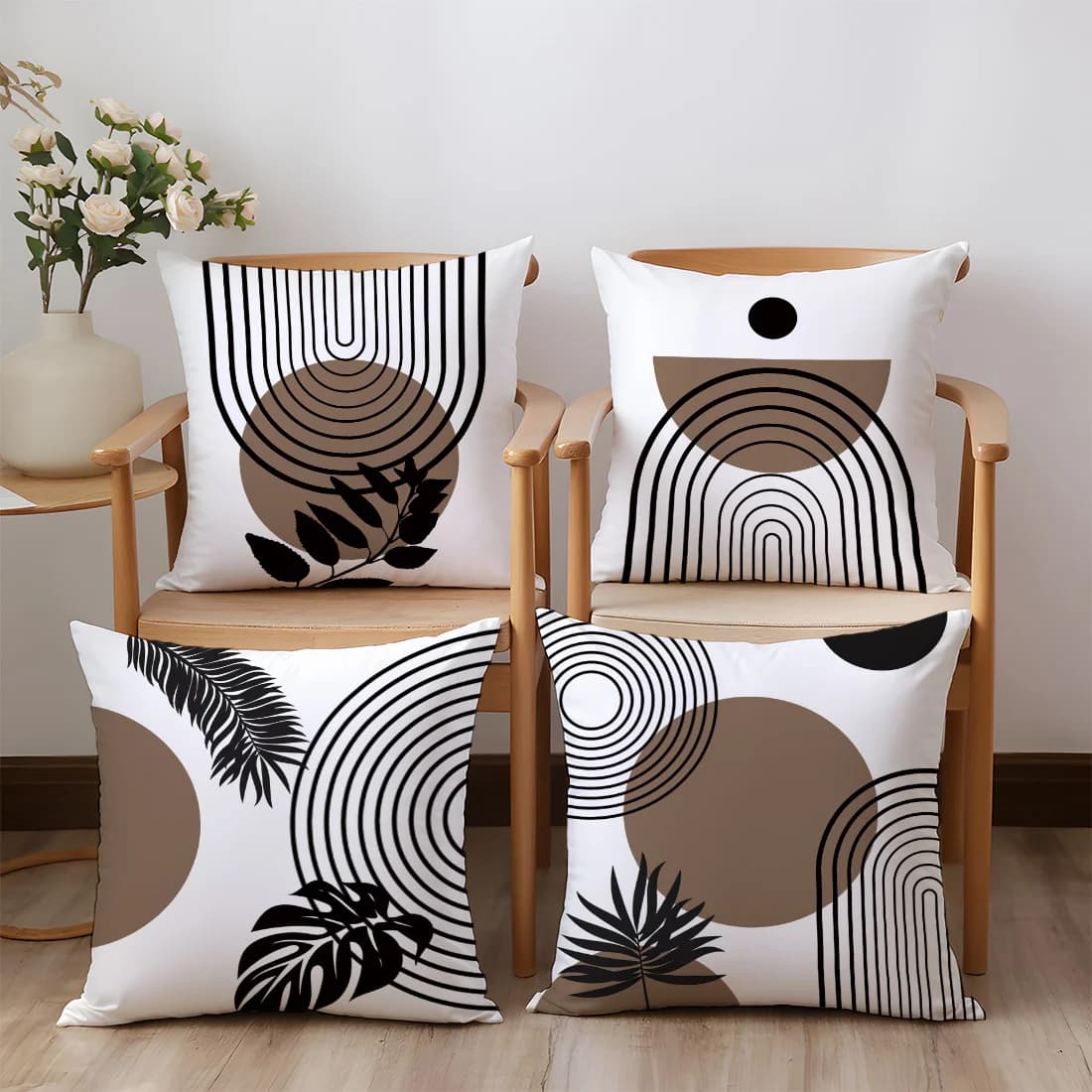 Cuscini con stampa geometrica moderna a forma di foglia, federa in poliestere, cuscino decorativo per divano, cuscino per testiera