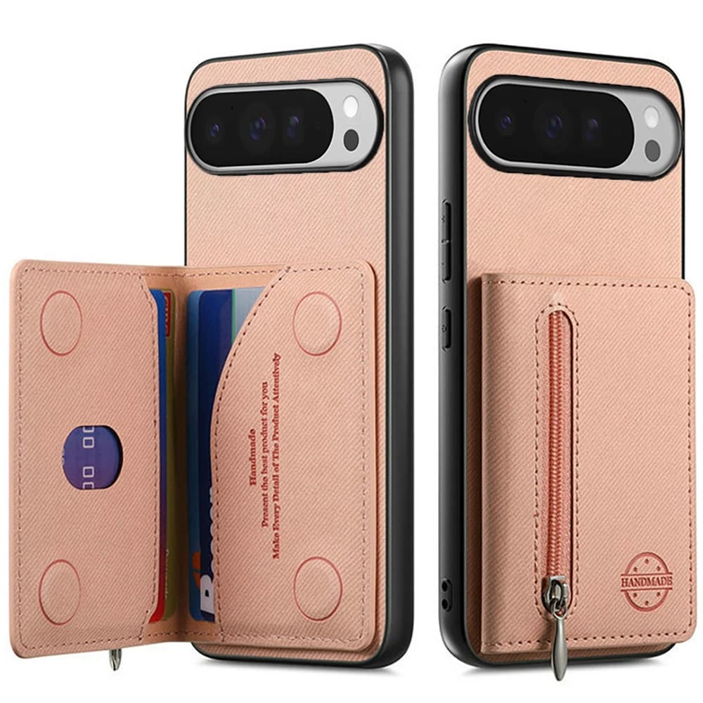 Custodia a portafoglio in pelle con cerniera RFID per Google Pixel 9A, Pixel 9, Pixel 10, Pixel 9 Pro, Pixel 10 Pro XL 5G - Cover di lusso