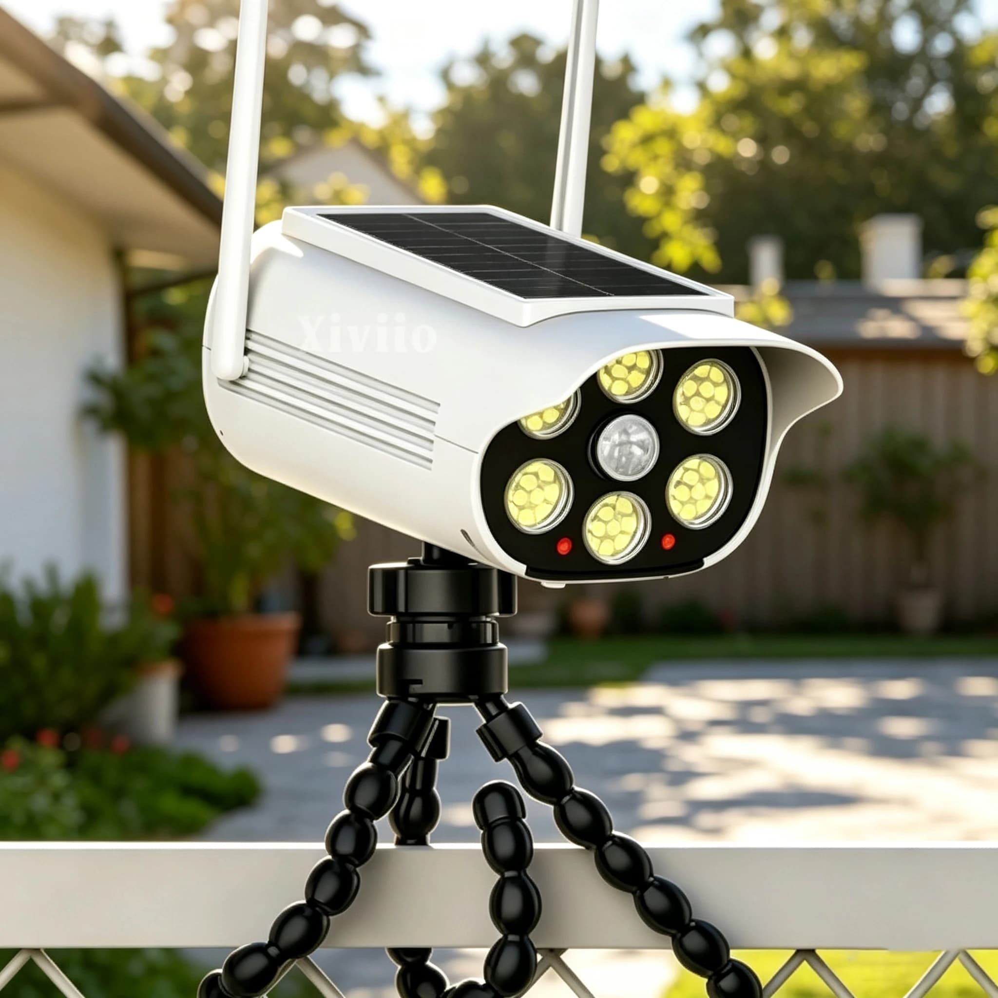 Octopus Tripod Wireless Fake Security Camera Solar Light with Motion Sensor Solar/Type-c Charging Porch Garden Patio Floodlights