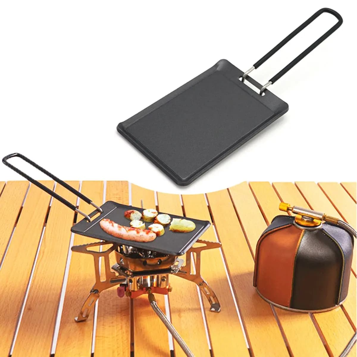 Small camping pan Mini outdoor portable skillet Travel pan Hiking Picnic camping pot Barbecue tool