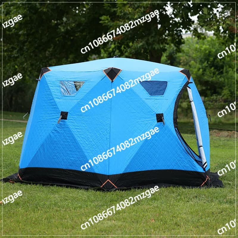 Winter Thickened Warm Cotton Tent with Four Corner Windproof Design, Hexagonal Camping Equipment for Ice Fishing Shelter