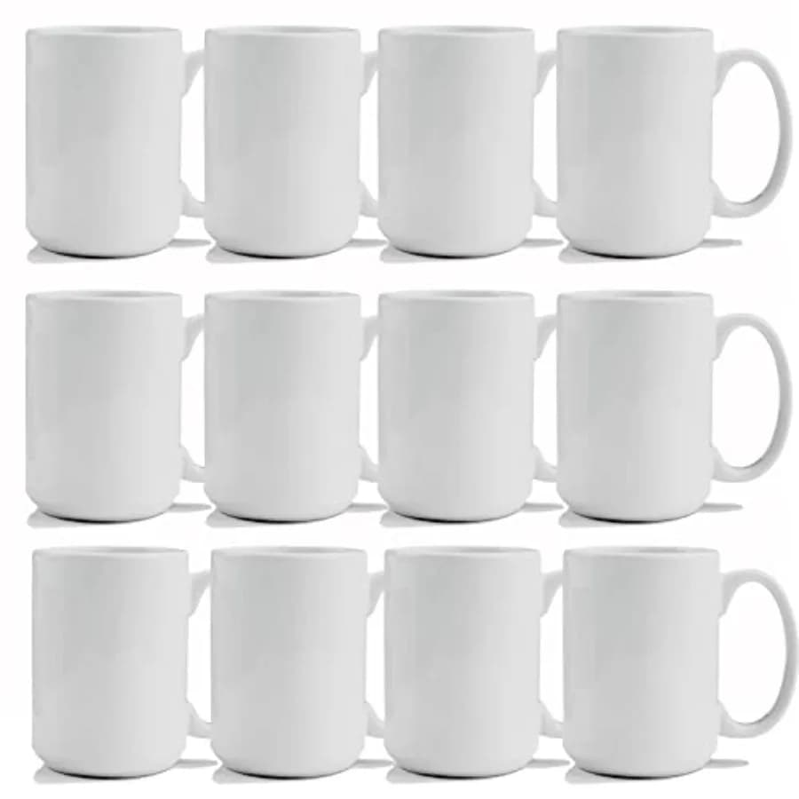 Sublimation cups 15 oz, Set of 12 cups Coffee, Milk, Soup, Milk, Hot chocolate