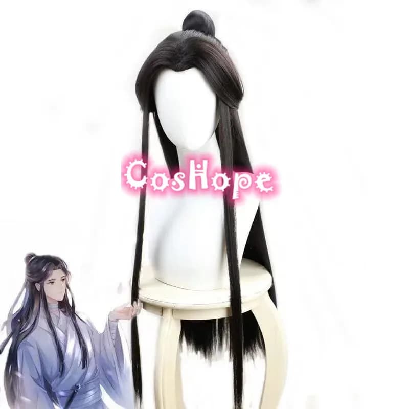 Parrucca nera Xie Lian Cosplay Parrucche sintetiche resistenti al calore