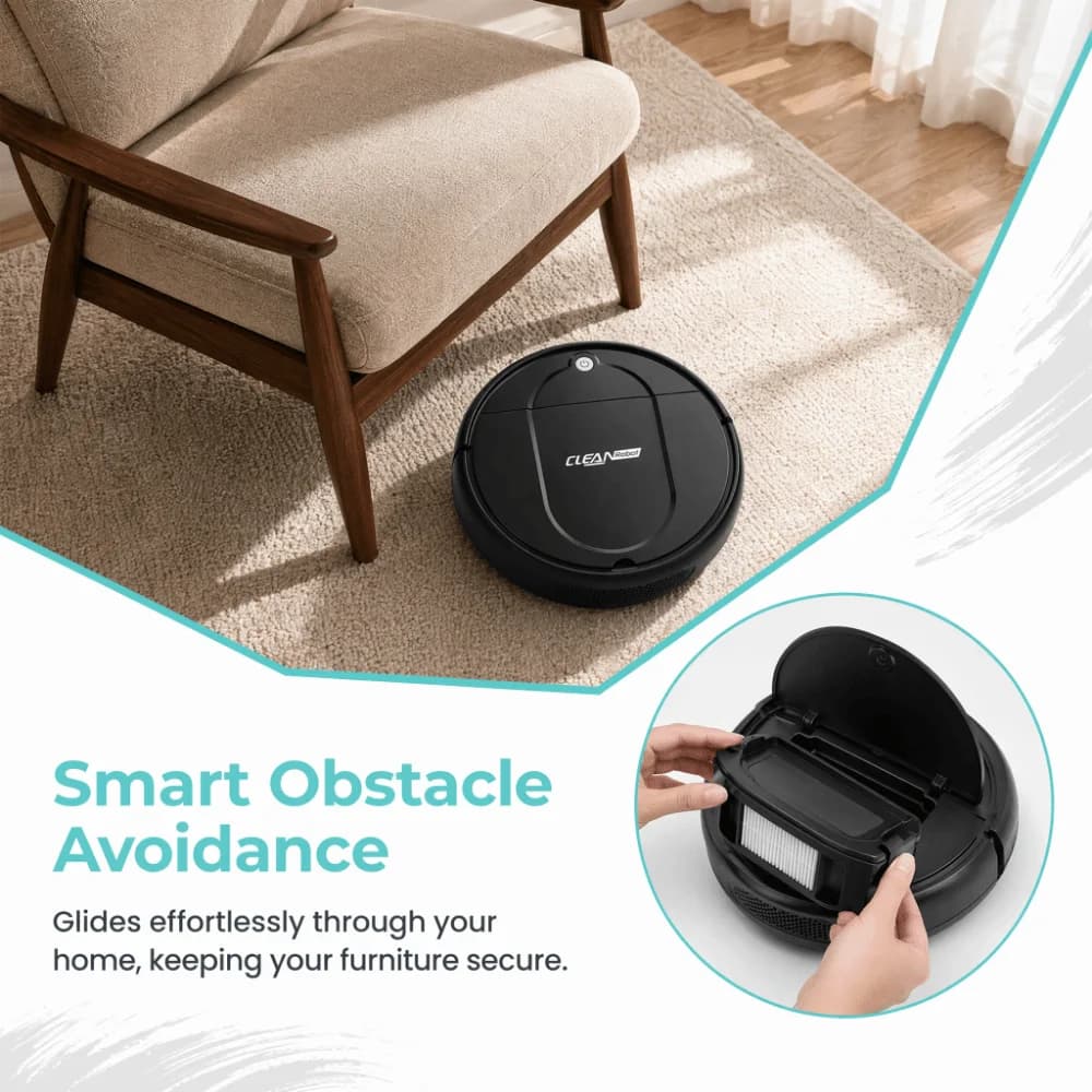 1500Pa Suction Robot Vacuum Cleaner 150 Minute Battery Life Rechargeable 3-in-1 Vacuum Cleaner Multi-Function