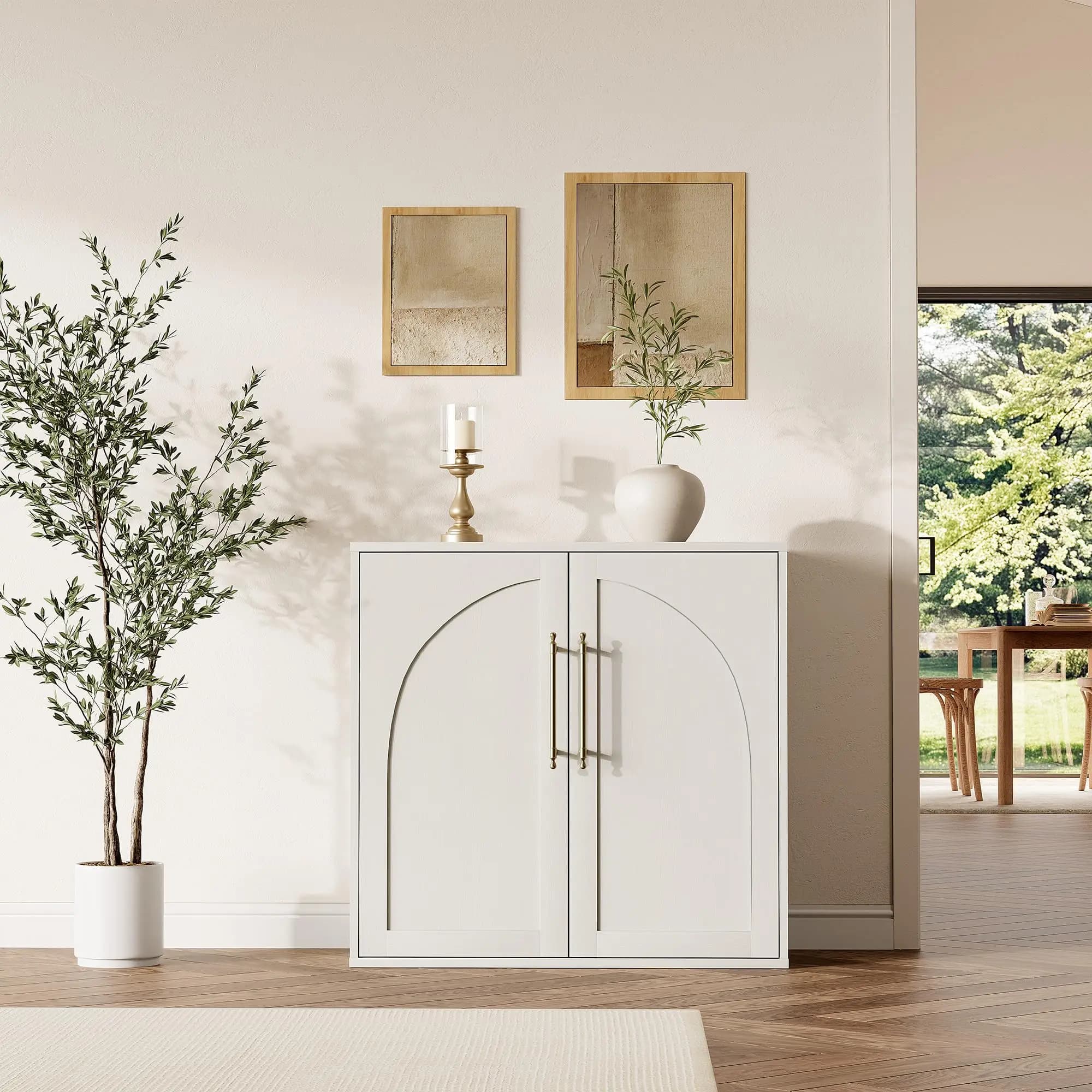 Classic Arched Sideboard Buffet Cabinet with Doors and Drawers 31.5" Storage Credenza/Media Console for Living Room/Kitchen/Coffee Bar/Bedroom Storage Chest