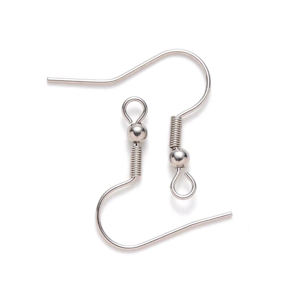200 Pezzi Ganci per Orecchini in Acciaio Inossidabile 304 Resistenti all'Ossidazione, con Anello Orizzontale, Argento, Calibro 21