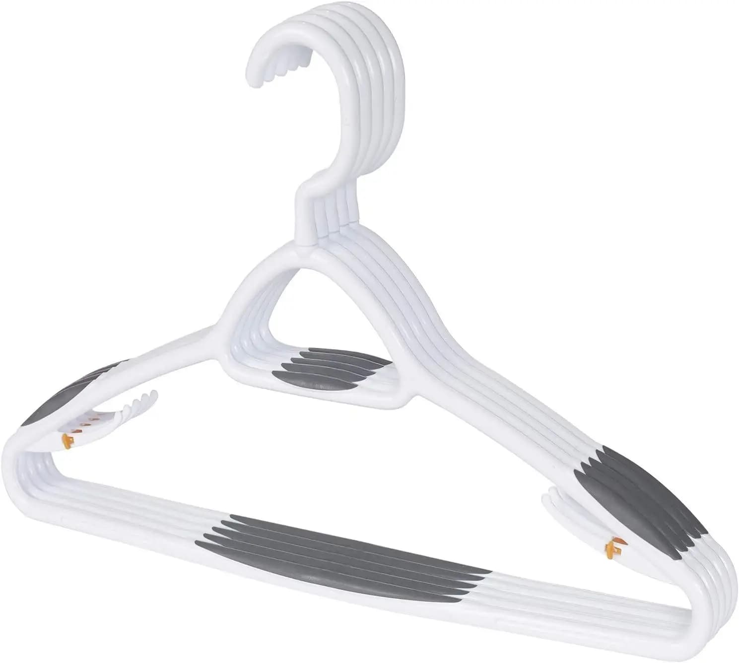 Pack of 5 coat hangers for clothes, trousers, jackets and shirts in white/grey