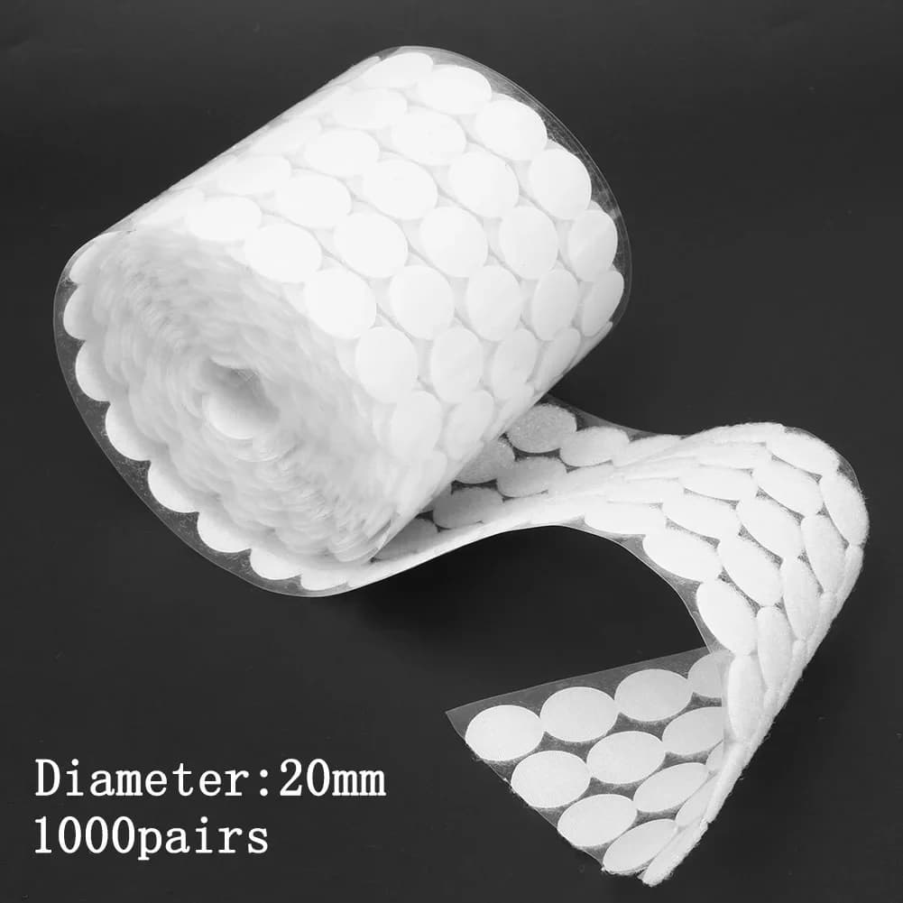 1000 paia di nastro di fissaggio autoadesivo gancio e anello nastro puntini adesivo Nylon monete rotonde colla forte nastro ad anello bianco 10/15mm